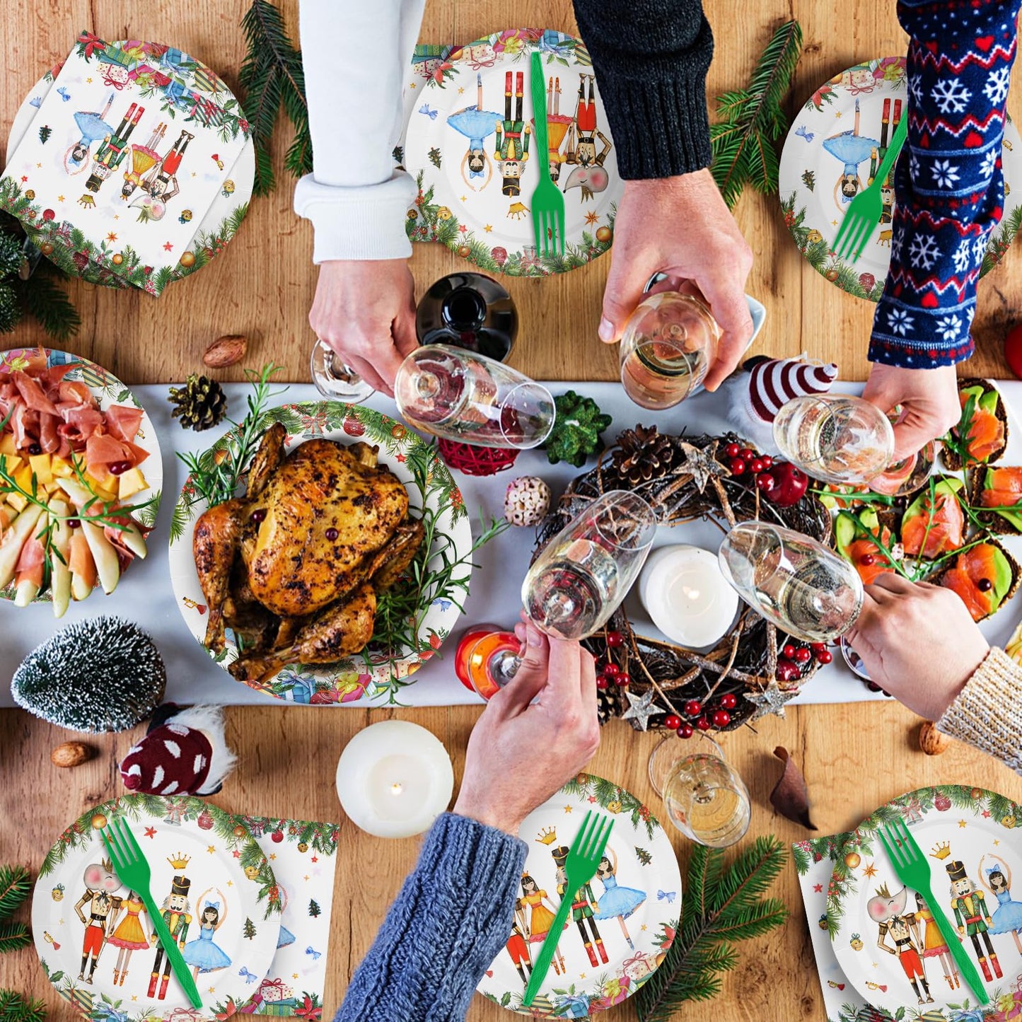 96 Pieces Christmas Ballet Party Tableware Set – Festive Disposable