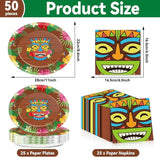 50Pcs Hawaiian Luau Party Oval Paper Plates 11 Inch Luau Summer
