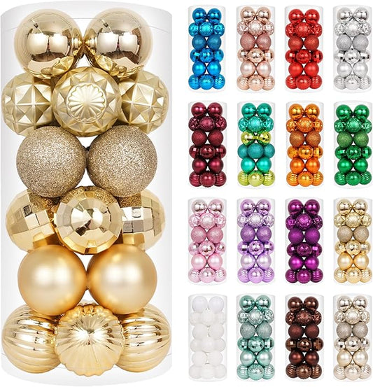 XmasExp 24ct Christmas Ornaments Shatterproof Christmas Ball Ornaments