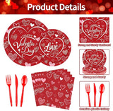 175 Pcs Valentine's Day Tableware Set Serves 25 Heart and Love