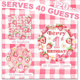 Berry First Birthday Party Supplies for 40 Guests Strawberry Plates