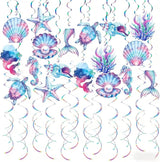 Mermaid Hanging Swirls, 36Pcs Mermaid Ceiling Streamers Sea Creature