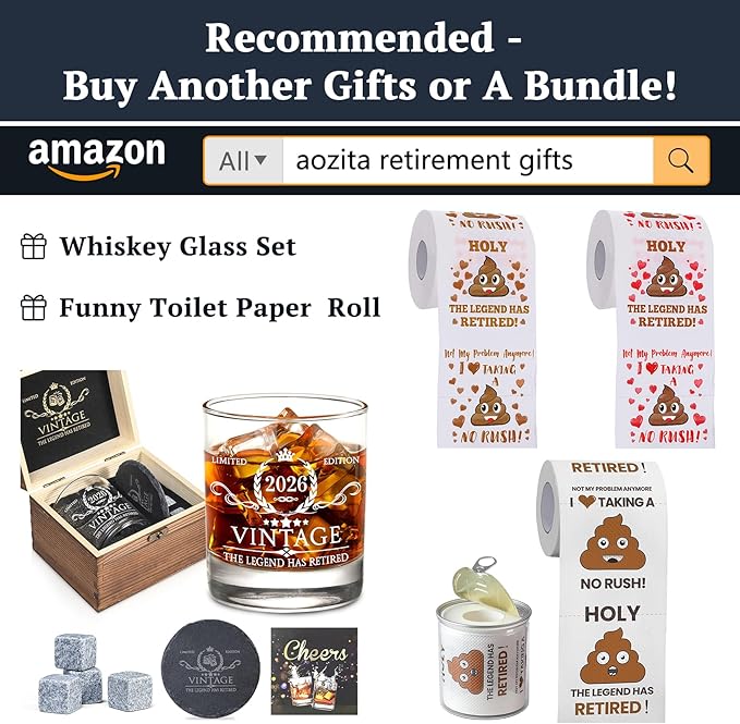 Retirement Gifts for Men Whiskey Glass Set The Legend Has Retired