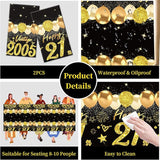 Uiorgui 2pcs 21st Birthday Tablecloth, Black Gold 21st Birthday