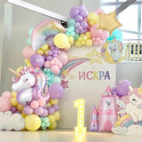 Pastel Unicorn Balloon Arch Kit 156pcs Macaron Rainbow Balloons with