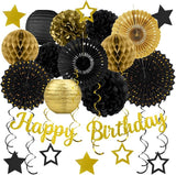 Black Gold Birthday Party-Decorations - 29pcs Black Gold Party