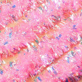 50Ft Pink Christmas Garland Decorations Valentines Day Tinsel Stems