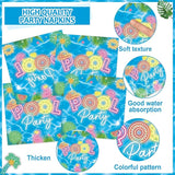96Pcs Pool Party Plates and Napkins Neon Pool Party Decorations for