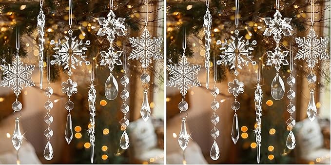 18pcs Crystal Christmas Ornaments for Tree Decorations-Hanging