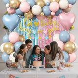 Boy or Girl Gender Reveal Decorations Dusty Pink Blue Sand White