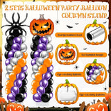 2 Sets Halloween Balloon Column Stand Kit with Scary Pumpkin Spider