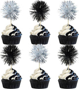 Gyufise 30Pcs Foil Firework Cupcake Toppers Sparkle Tinsel Cake #18