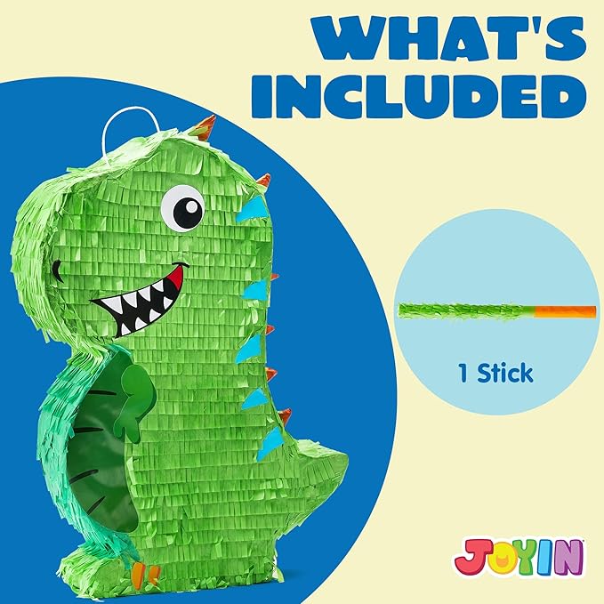 Dinosaur Pinata with Plastic Bat and Paper Blindfold 15.5H X 10.5W X