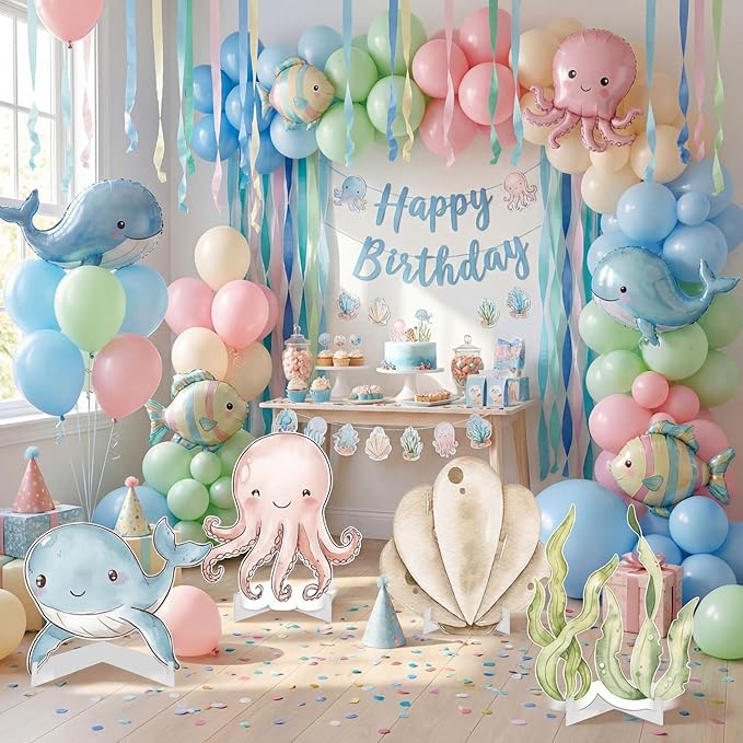 4 Pcs Large 24 x 32 Under The Sea Party Decorations Ocean Themed
