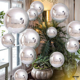 Metallic Silver Balloons - 22 Inch, Pack of 14 | 4D Round Foil