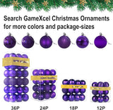 GameXcel 24Pcs Christmas Balls Ornaments for Xmas Tree - Shatterproof