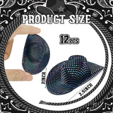 Sotiff 12 Pcs Mini Cowboy Hat Tiny Disco Glitter Hats for Crafts Black
