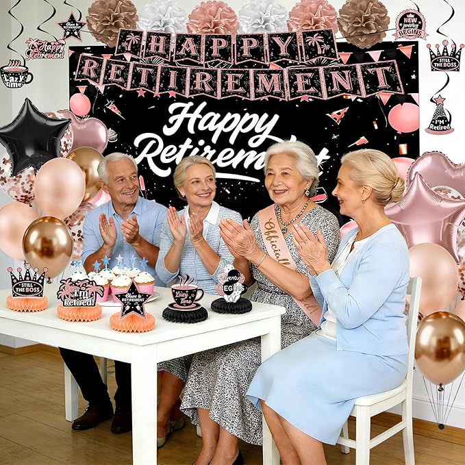 Retirement Party Decorations Rose Gold Happy Retirement Decorations
