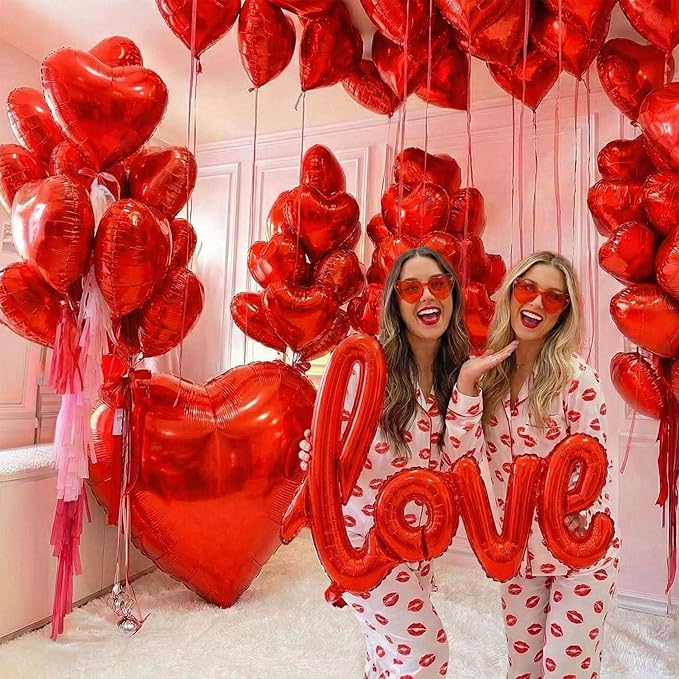 Valentines Day Balloons with Heart Shape love Foil Balloons for