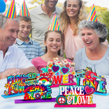 Geetery 6 Pcs 60's Hippie Party Supplies - Groovy Wooden Centerpieces