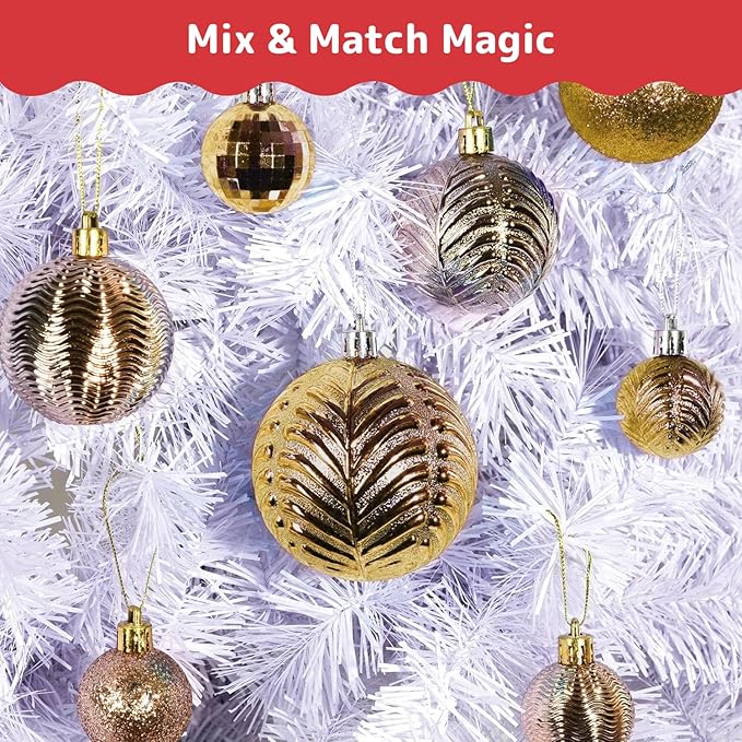 Prextex 36pc Shatterproof Christmas Ornaments Set - Gold Christmas