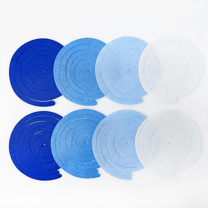 36 Pcs Blue Hanging Swirl Decorations Ombre Royal Blue White Felt