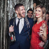10 Pack Foil Curtain Backdrop Black Metallic Tinsel Foil Fringe
