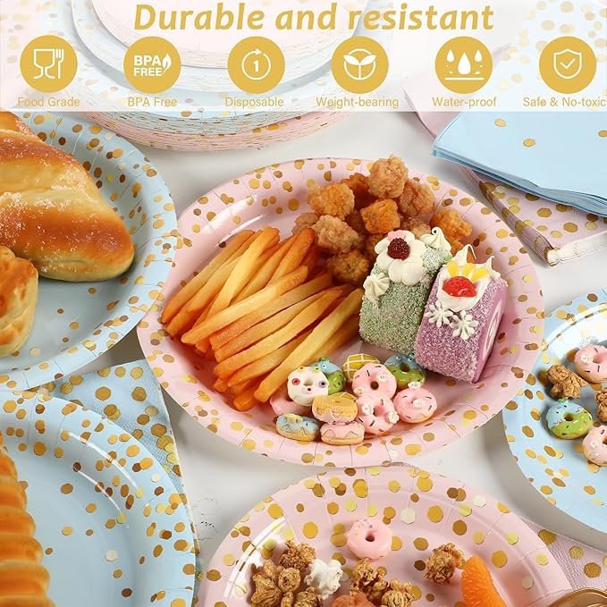 50 Guests Gender Reveal Party Supplies Baby Shower Party Tableware
