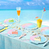 96 Pcs Mermaid Plates and Napkins for 24 Guests 7 Inch 9 Inch