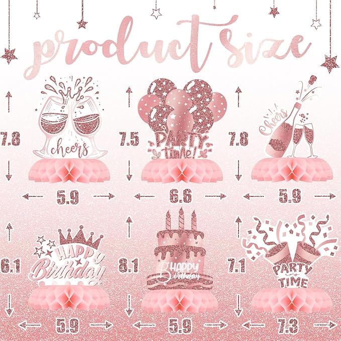 Pink Rose Gold Party Decorations 12Pcs Pink Rose Gold Honeycomb