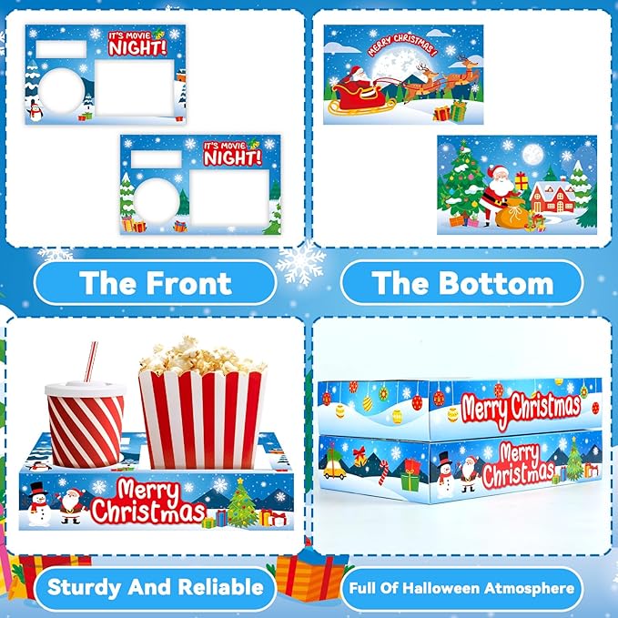 32Pcs Christmas Party Supplies Movie Night Paper Snacks Boxes Xmas