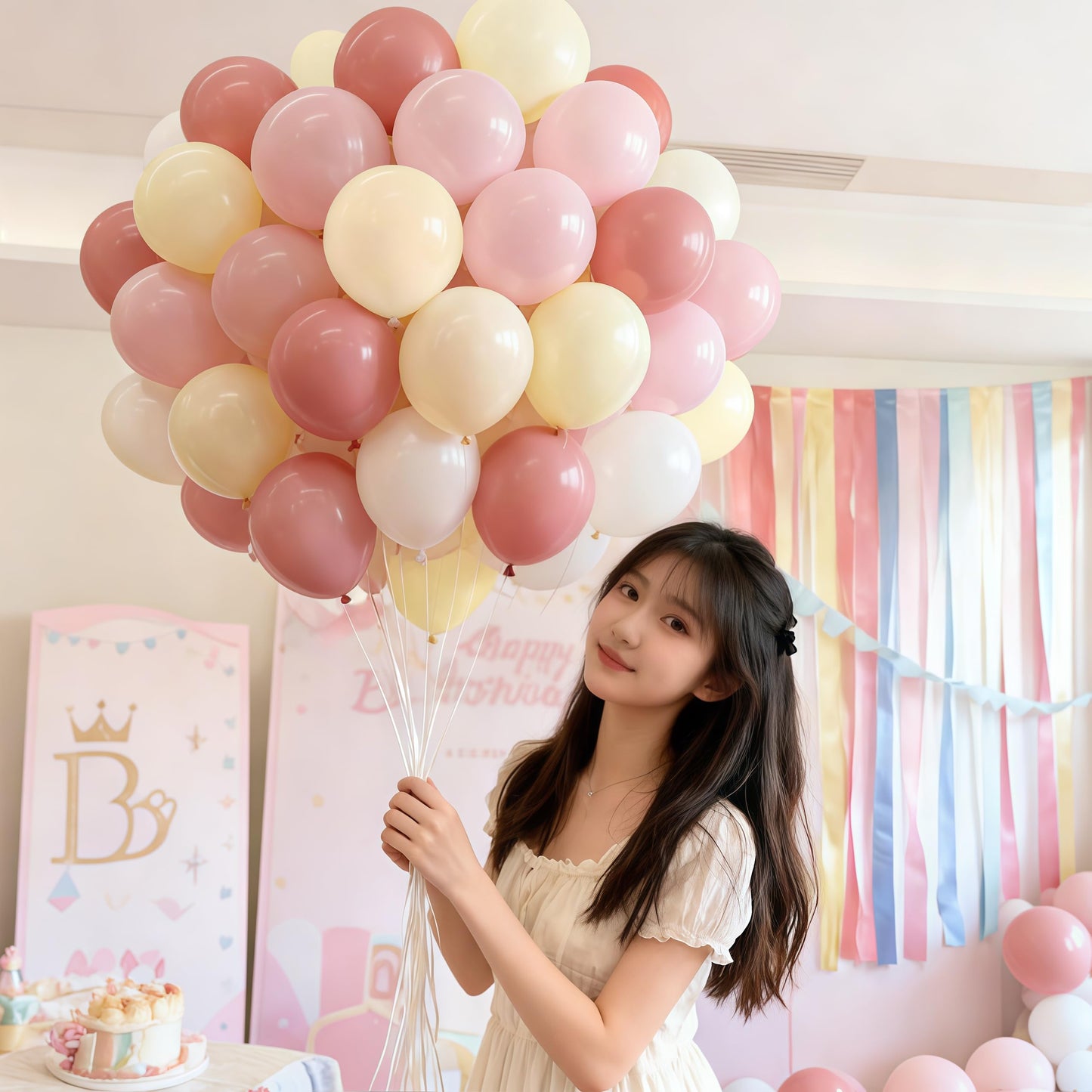Dusty Pink Balloons Pastel Pink Yellow White Sand Balloons Boho Baby