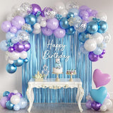 157Pcs Mermaid Party Balloons Garland Arch Kit with Fringe Curtain
