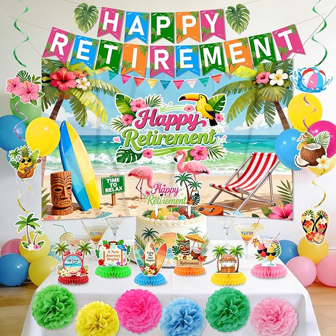 Luau Hawaiian Retirement Party Decorations Tropical Happy Retirement