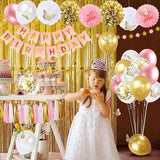 Pink and Gold Birthday Party Decorations for Women with Happy