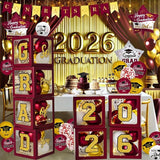 Graduation Decorations Class of 2026 - Maroon and Gold Graduation