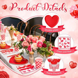 350 Pcs Valentines Party Supplies Set for 50 Guests Red Heart Paper