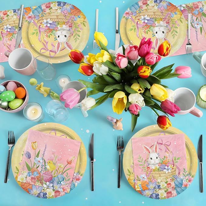 Happy Easter Supplies Kit for 25 Guests Easter Bunny Decorations