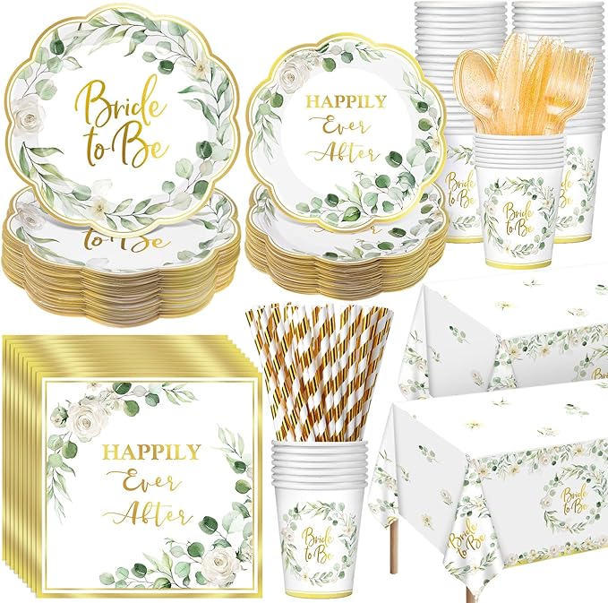 452 Pcs Sage Green Bridal Shower Decorations for 50 Eucalyptus