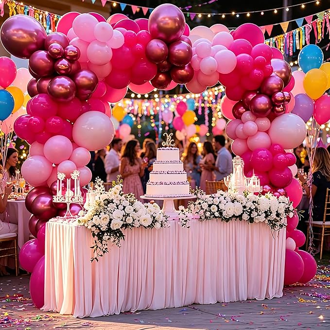 CVPARTON Pink Balloons Set, 55 PCS Metallic Pink Balloons, Baby Pink,
