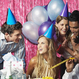 20 Pack Pink Backdrop Decorations - Tinsel Curtain Party Backdrop