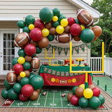 Football Party Decorations with Ruby red Green Brown Balloon Garland