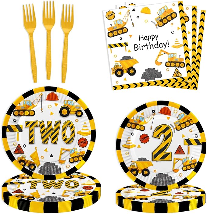 178 Pcs Construction 2nd Birthday Party Supplies Dump Truck Two