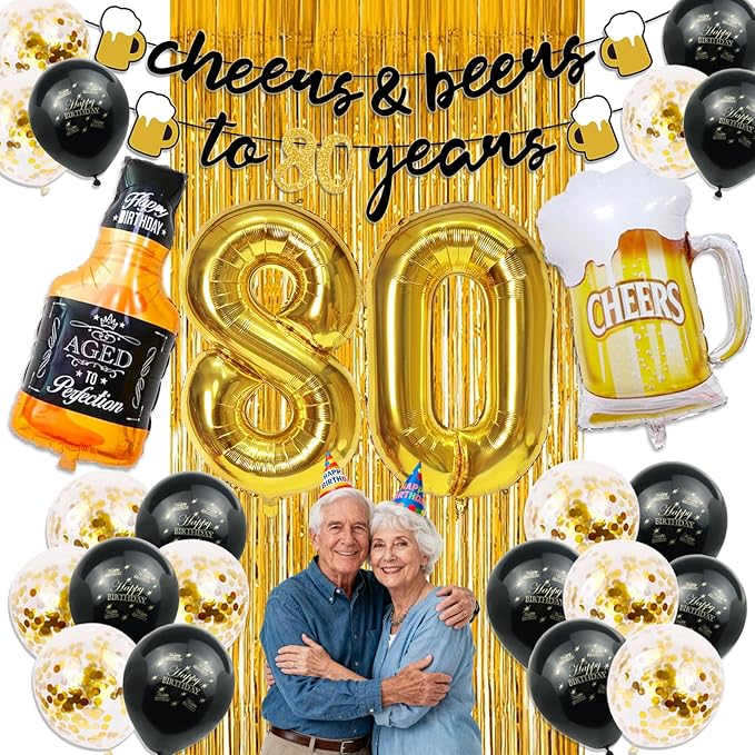 80th Birthday Decorations Cheers to 80 Years Party Decorations for