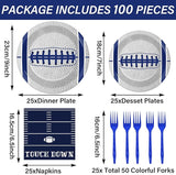 25 Guests Cowboys Football Party Plates and Napkins Supplies