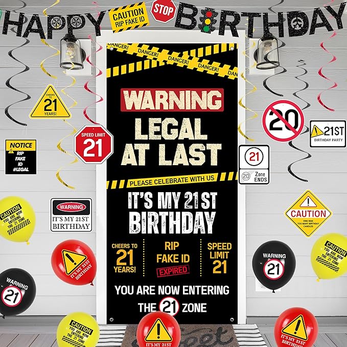 21st Birthday Party Decorations Black Happy 21st Birthday Banner