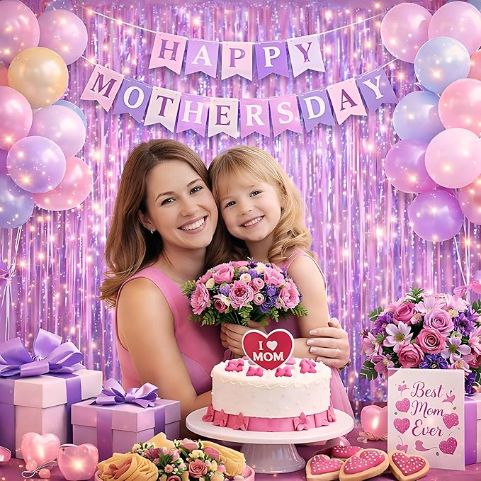 Happy Mothers Day Decorations Melsan 3 Pack 3.2 x 8.2 ft Pinkish