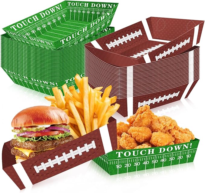 50Pcs Football Party Supplies 5lb Football Food Plates Football
