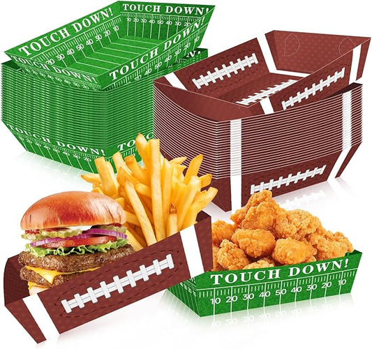 50Pcs Football Party Supplies 5lb Football Food Plates Football