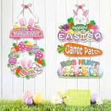 Easter Egg Bunny Home Front Door Hanger Decor 4pcs Pastel Rainbow